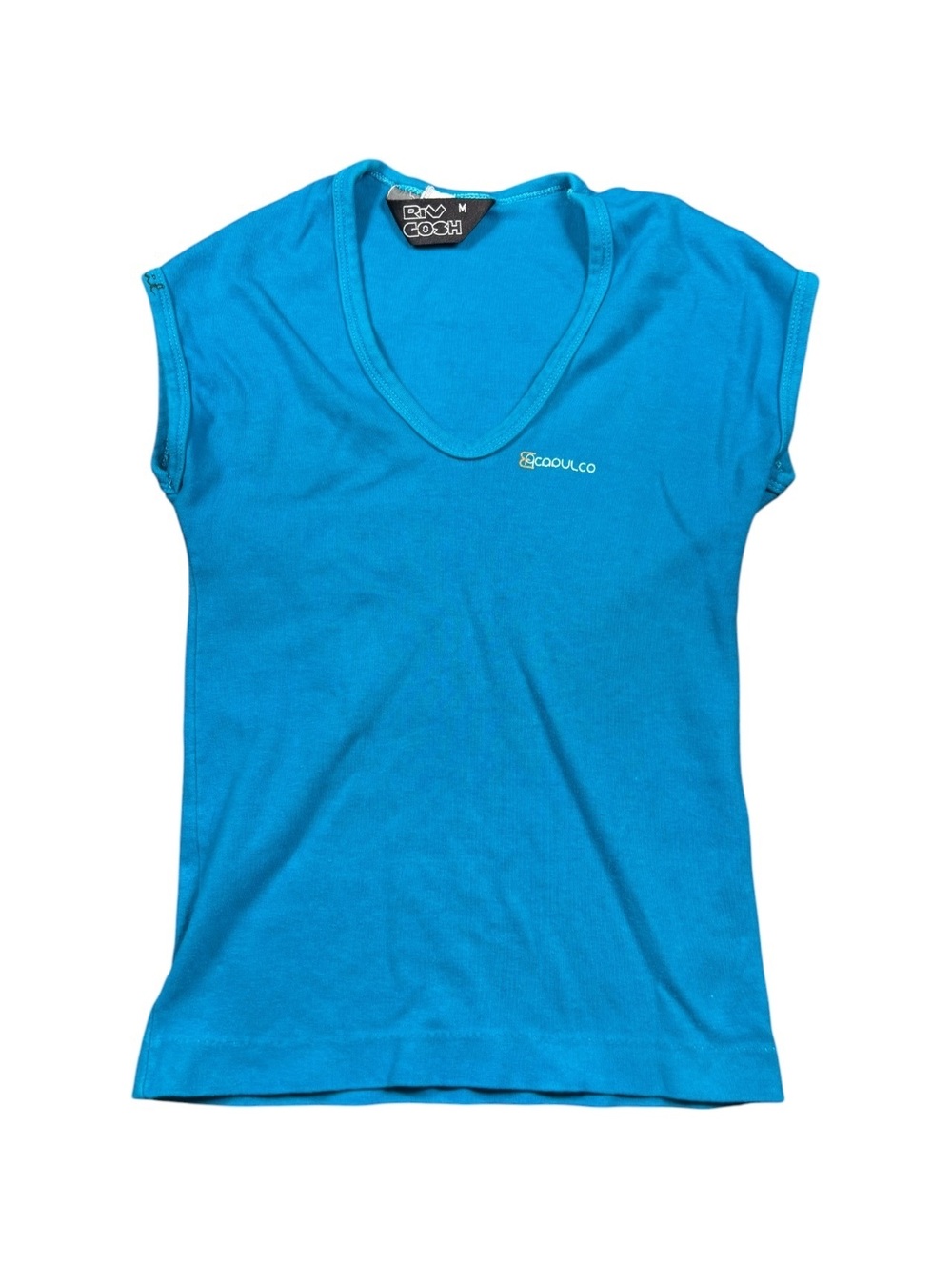 Riv Gosh 90’s Acapulco Blue V-Neck Baby Tee